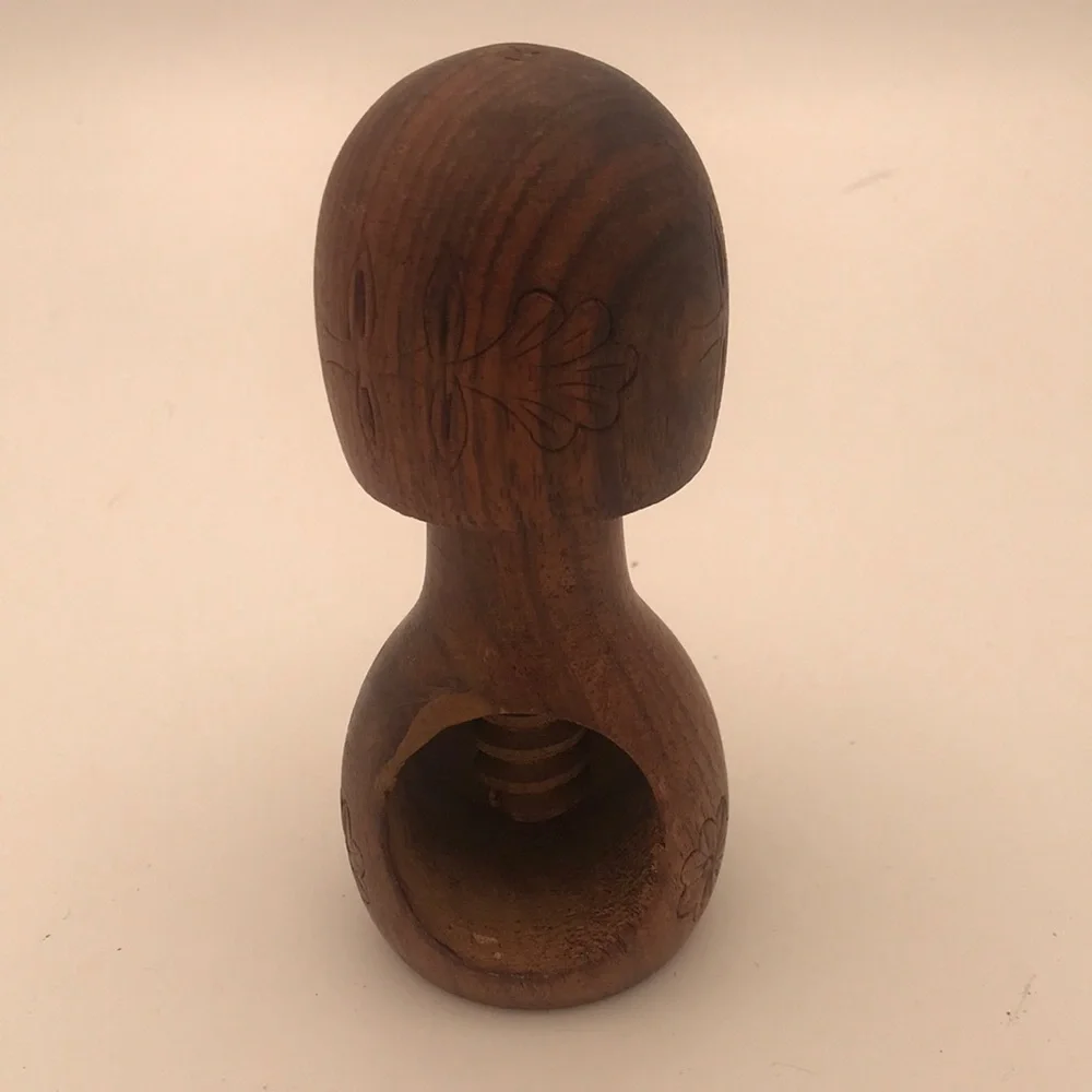 VTG Hand‎ Carved Mushroom Shape Nut Cracker from Italy